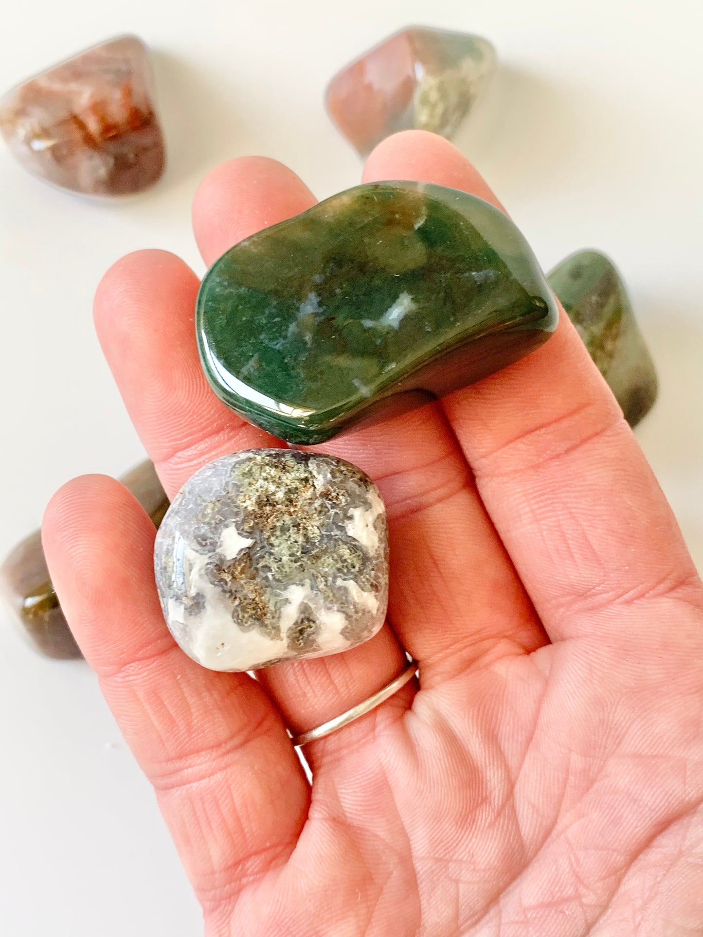 Polished Green Moss Agate Tumble