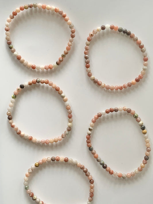 Pink Opal Bracelet, 4mm