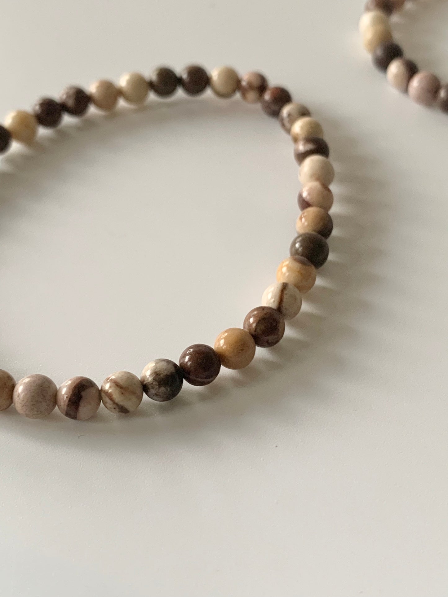 Brown Zebra Jasper Round Bead Bracelet, 4 or 8 mm