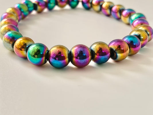 Titanium Aura  Hematite Bracelet, 8mm