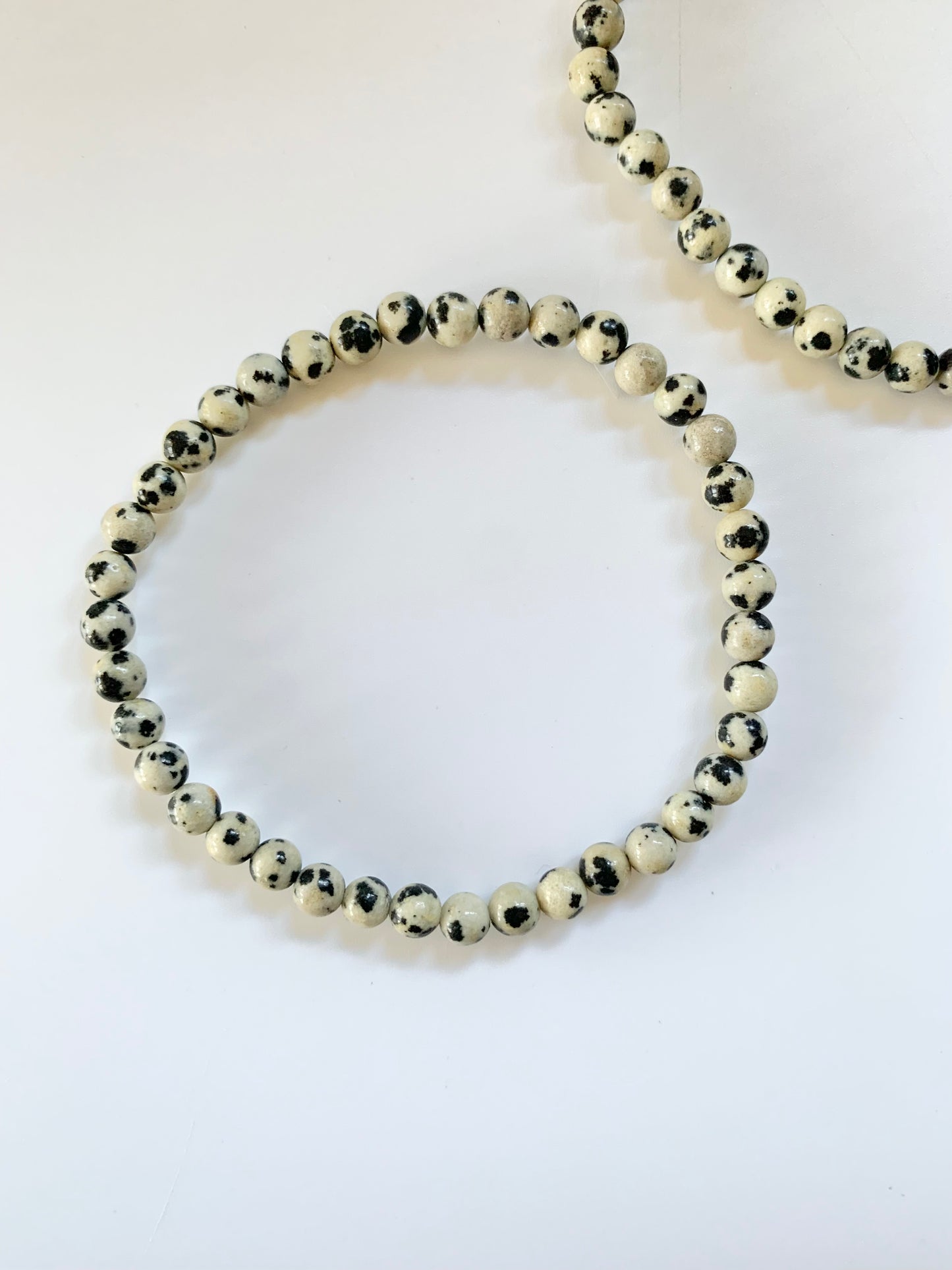 Dalmatian Jasper Round Bead Bracelet, 4mm
