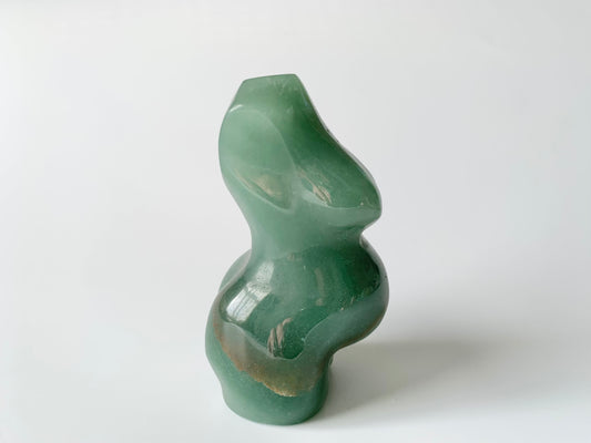 Green Aventurine Goddess Body with Pregnant Belly, ~3 inches