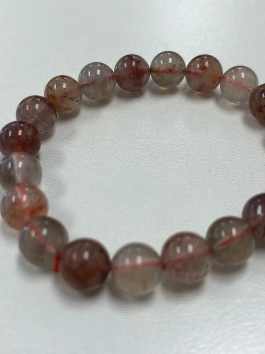 Hematoid Quartz Bead Bracelet, 12mm