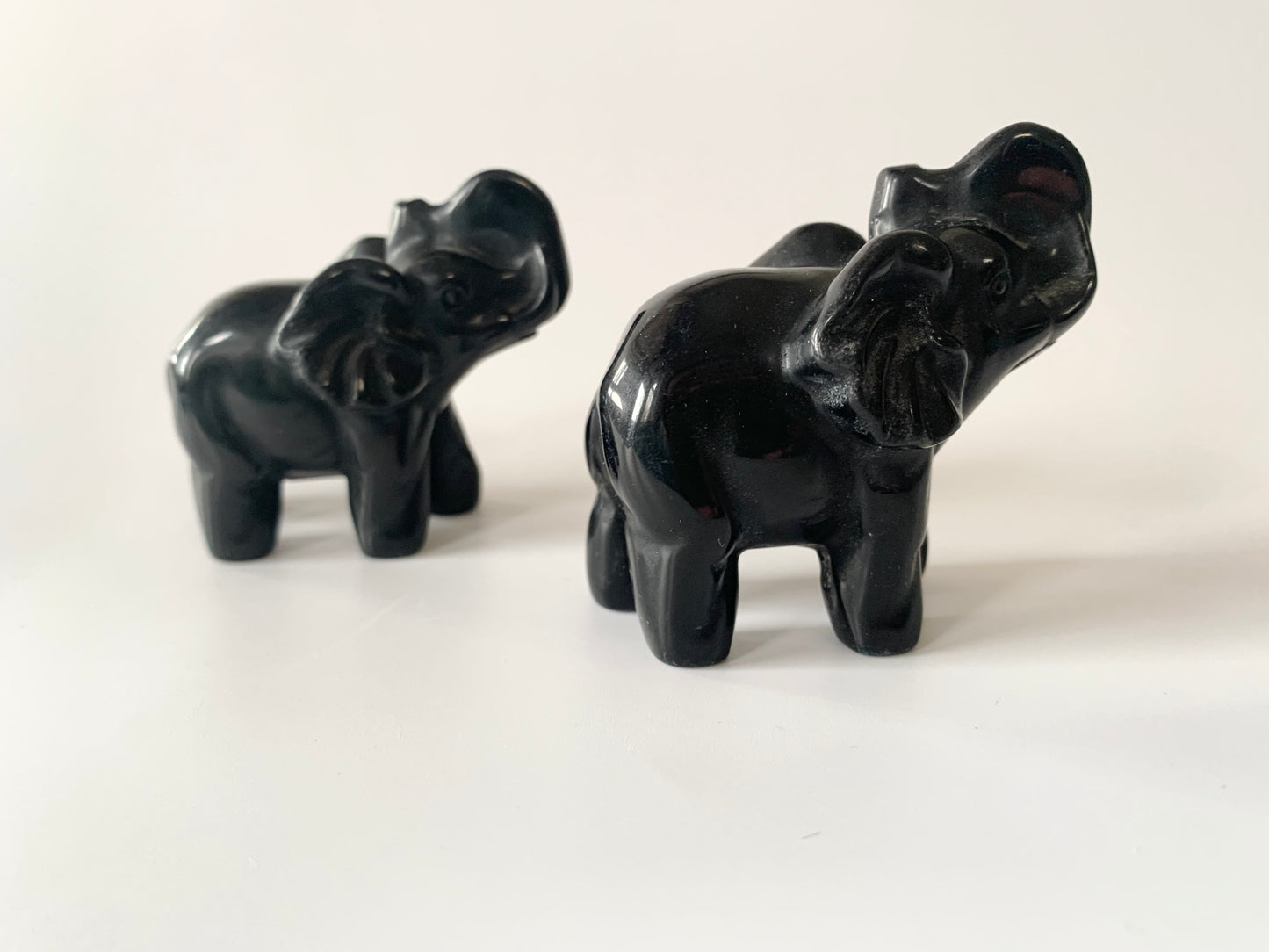 Elephant Carving, Black Obsidian