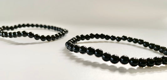 Obsidian Round Bead Bracelet, 4mm