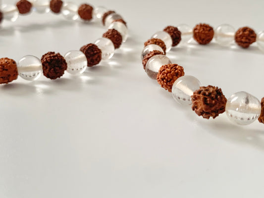 Clear Quartz & Rudraksha 8mm Bracelet