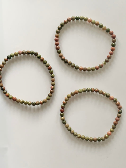 Unakite bracelet, 4mm