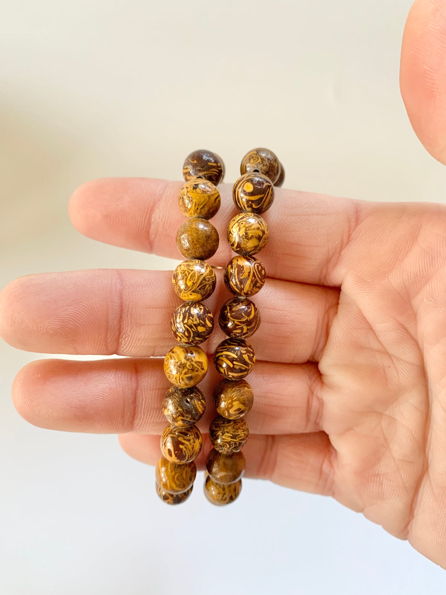 Coquina Jasper Round Bead Bracelet, 8mm