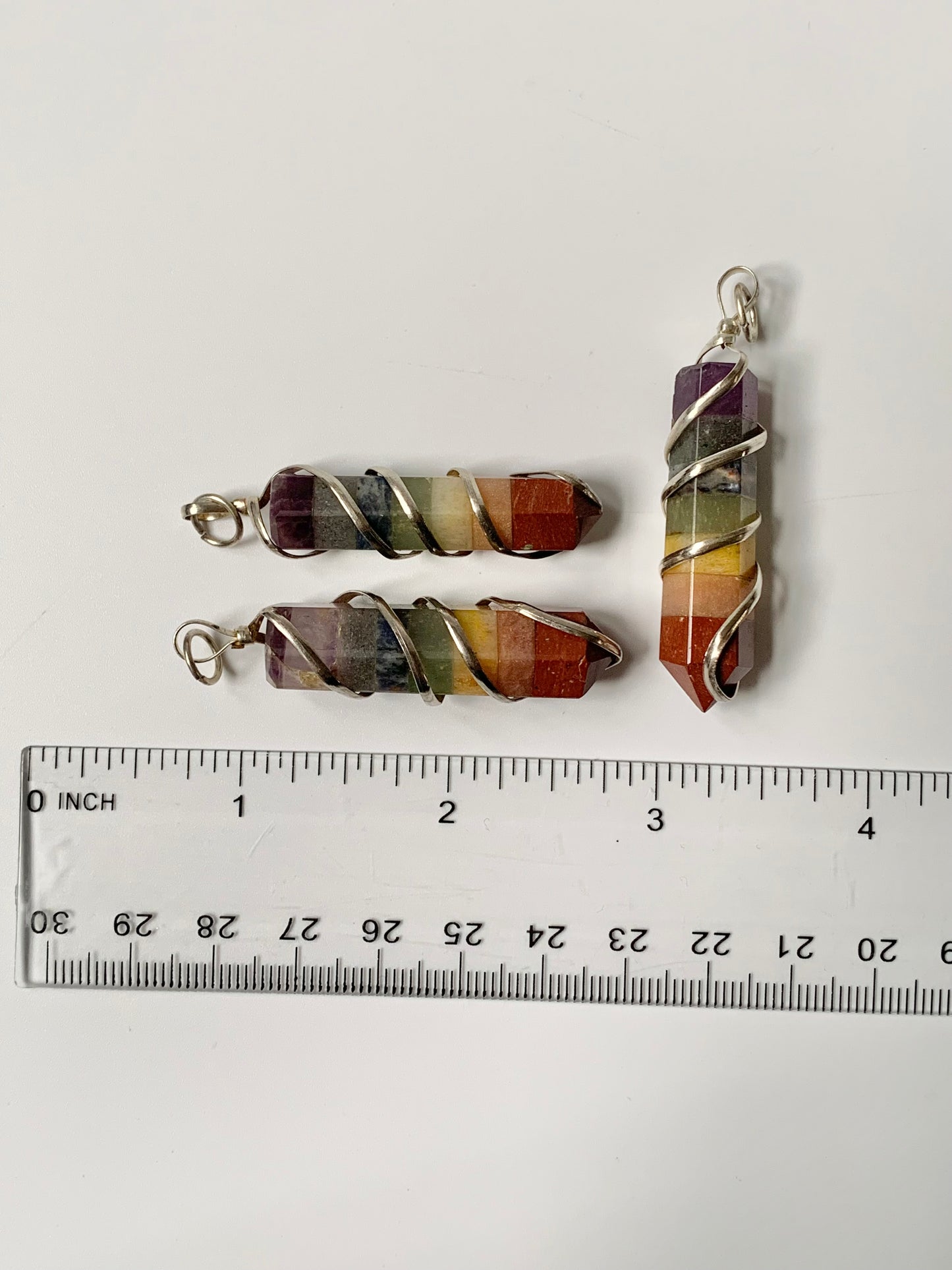 Chakra Terminated Point Wire Wrapped Necklace