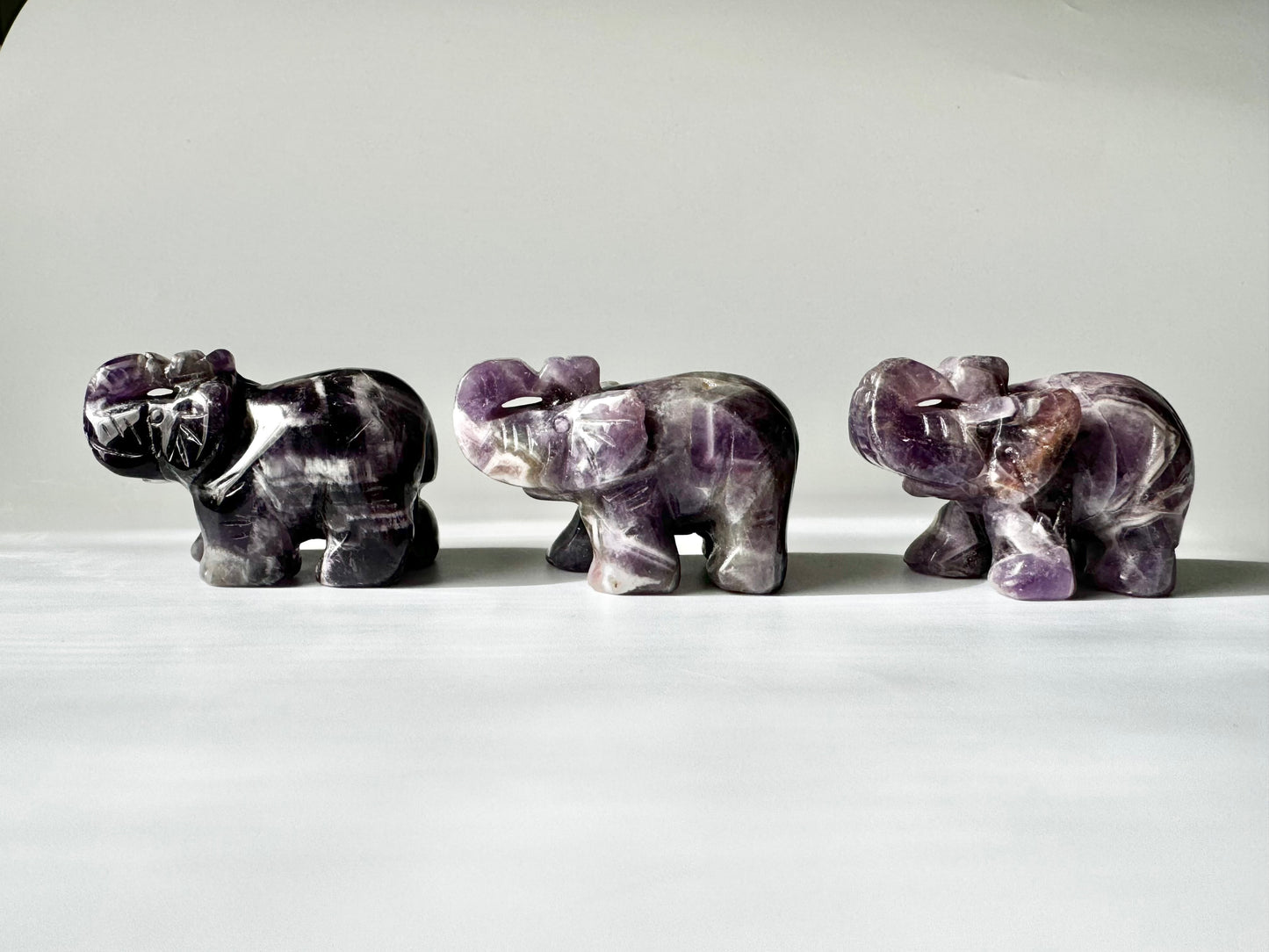 Amethyst Elephant Carving, ~2 inches