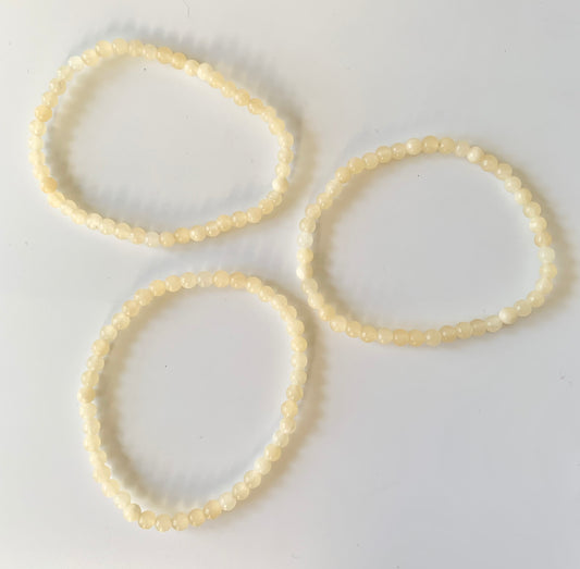 Light Yellow Round Bead Bracelet, 4mm