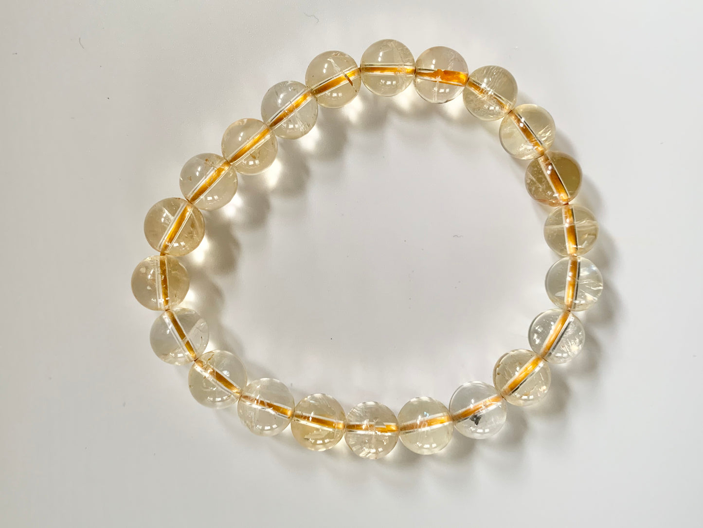 Light Citrine Round Bead Bracelet, 8mm