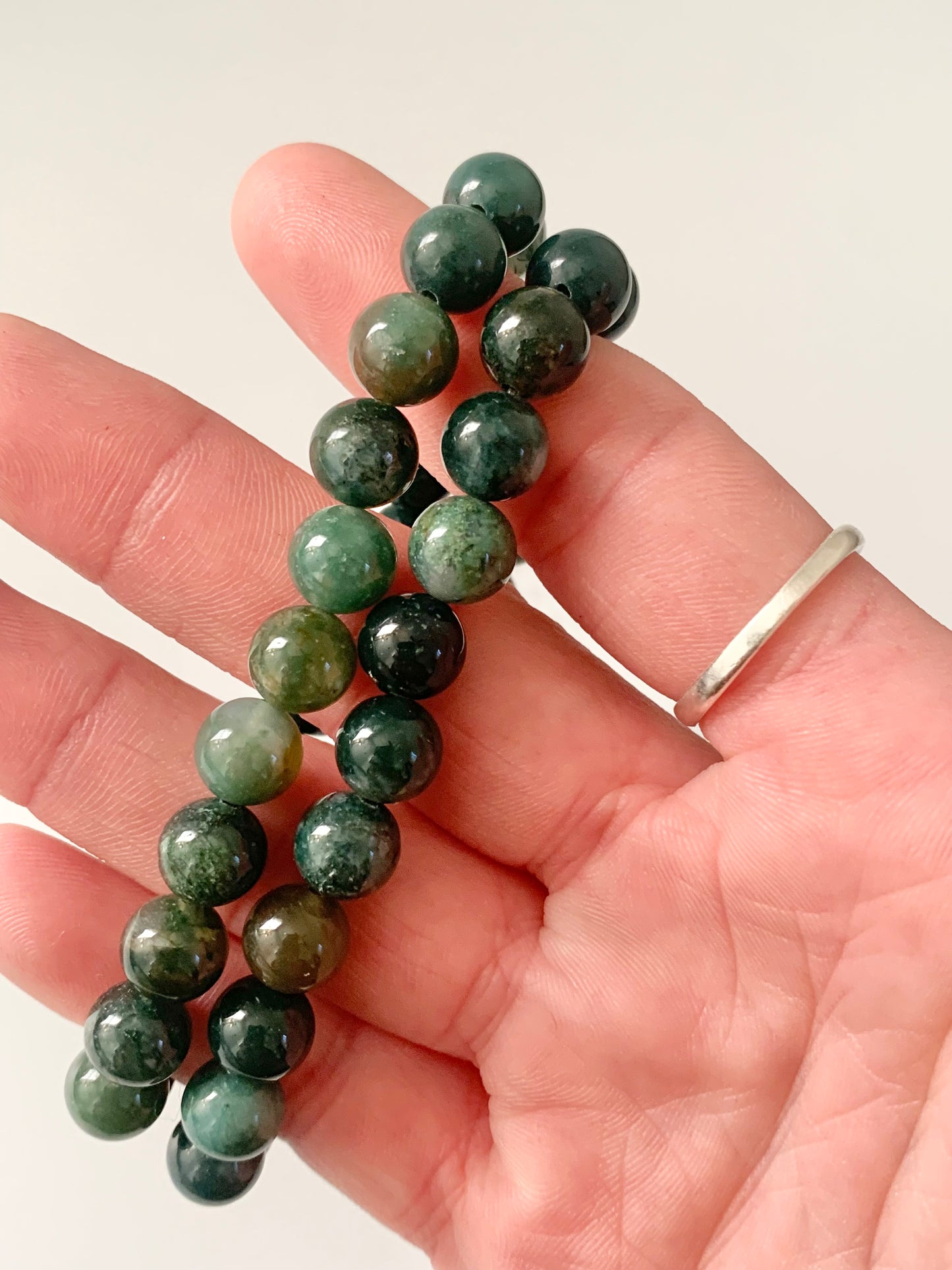 Green Moss Agate Bracelet, 8mm