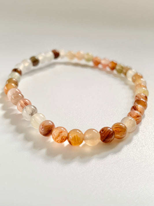 Hematoid Quartz Bead Bracelet, 4mm