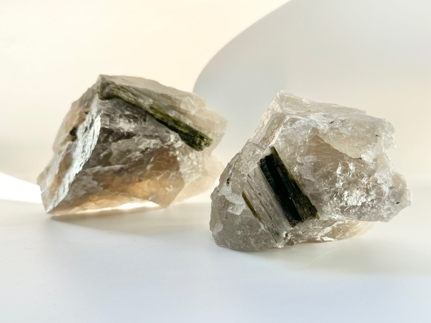 Green Tourmaline in Smoky Quartz