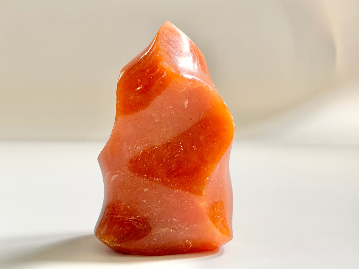 Orange Calcite Flame Carving