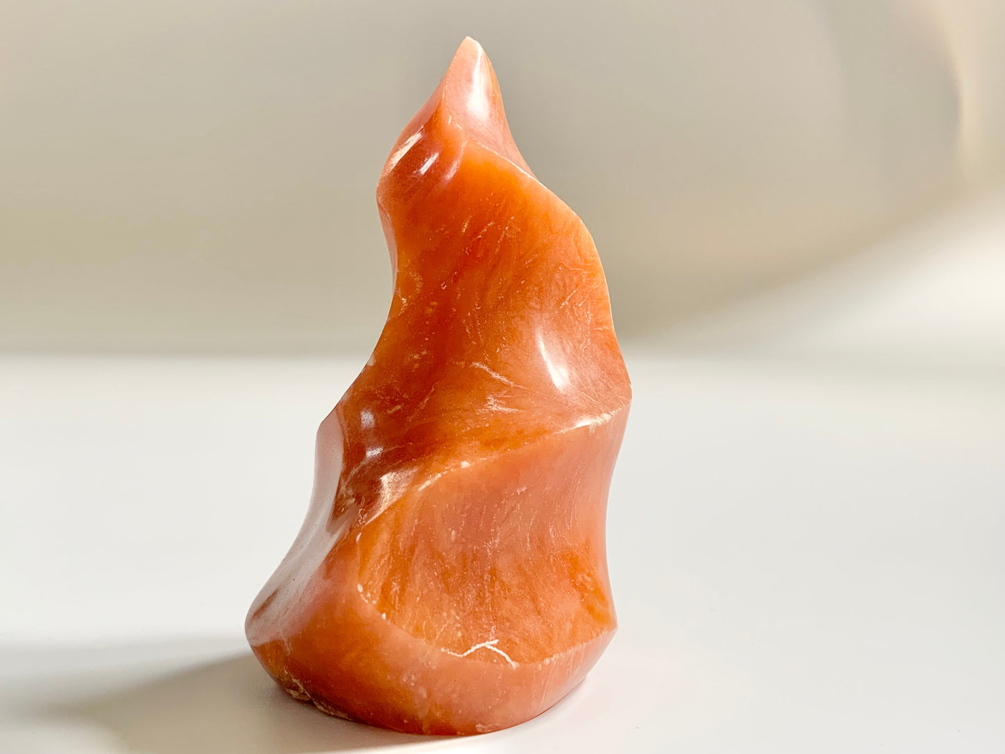 Orange Calcite Flame Carving