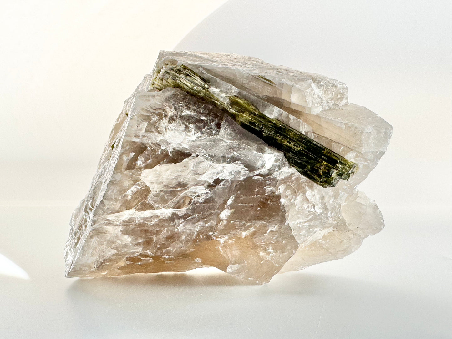 Green Tourmaline in Smoky Quartz