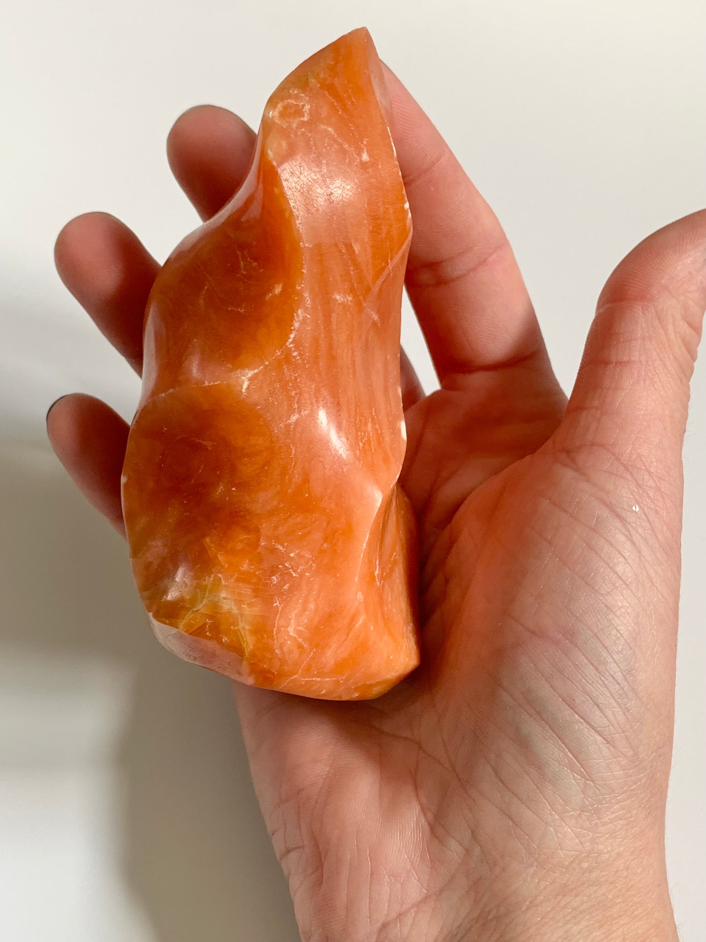 Orange Calcite Flame Carving