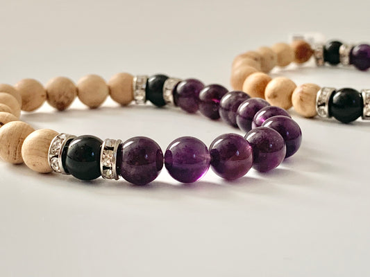 Palo Santo and Amethyst bead