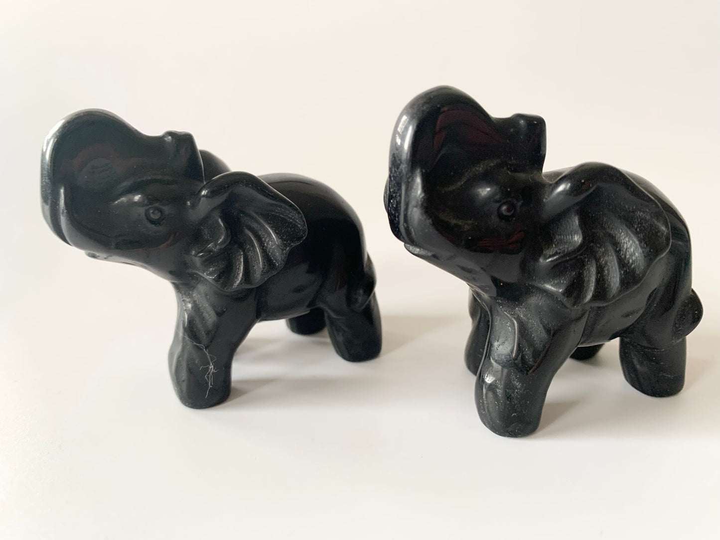 Elephant Carving, Black Obsidian