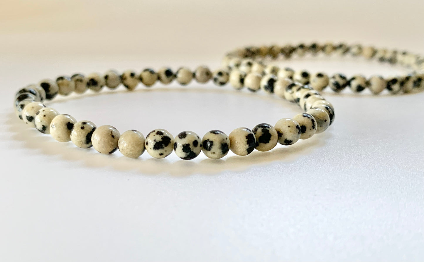 Dalmatian Jasper Round Bead Bracelet, 4mm