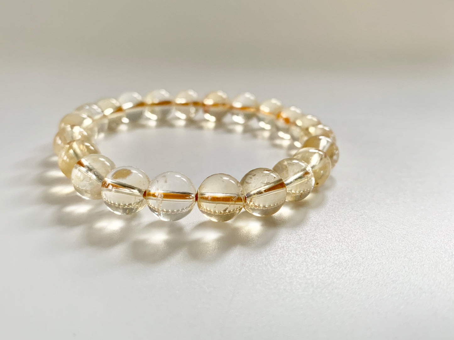 Light Citrine Round Bead Bracelet, 8mm