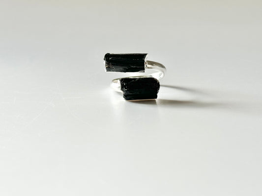 Black Tourmaline Adjustable Ring