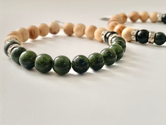 palo santo and green jade bead