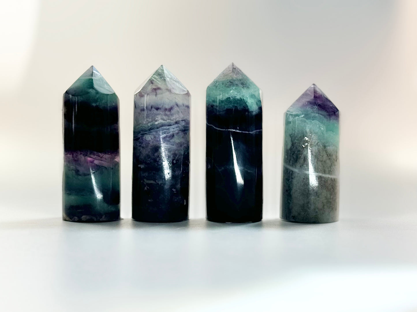 Cylindrical Rainbow Fluorite Towers