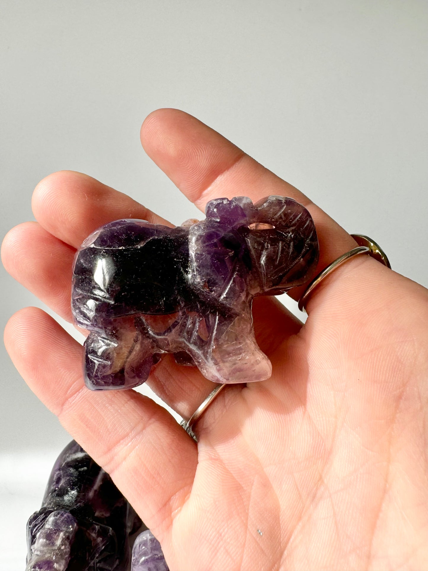 Amethyst Elephant Carving, ~2 inches