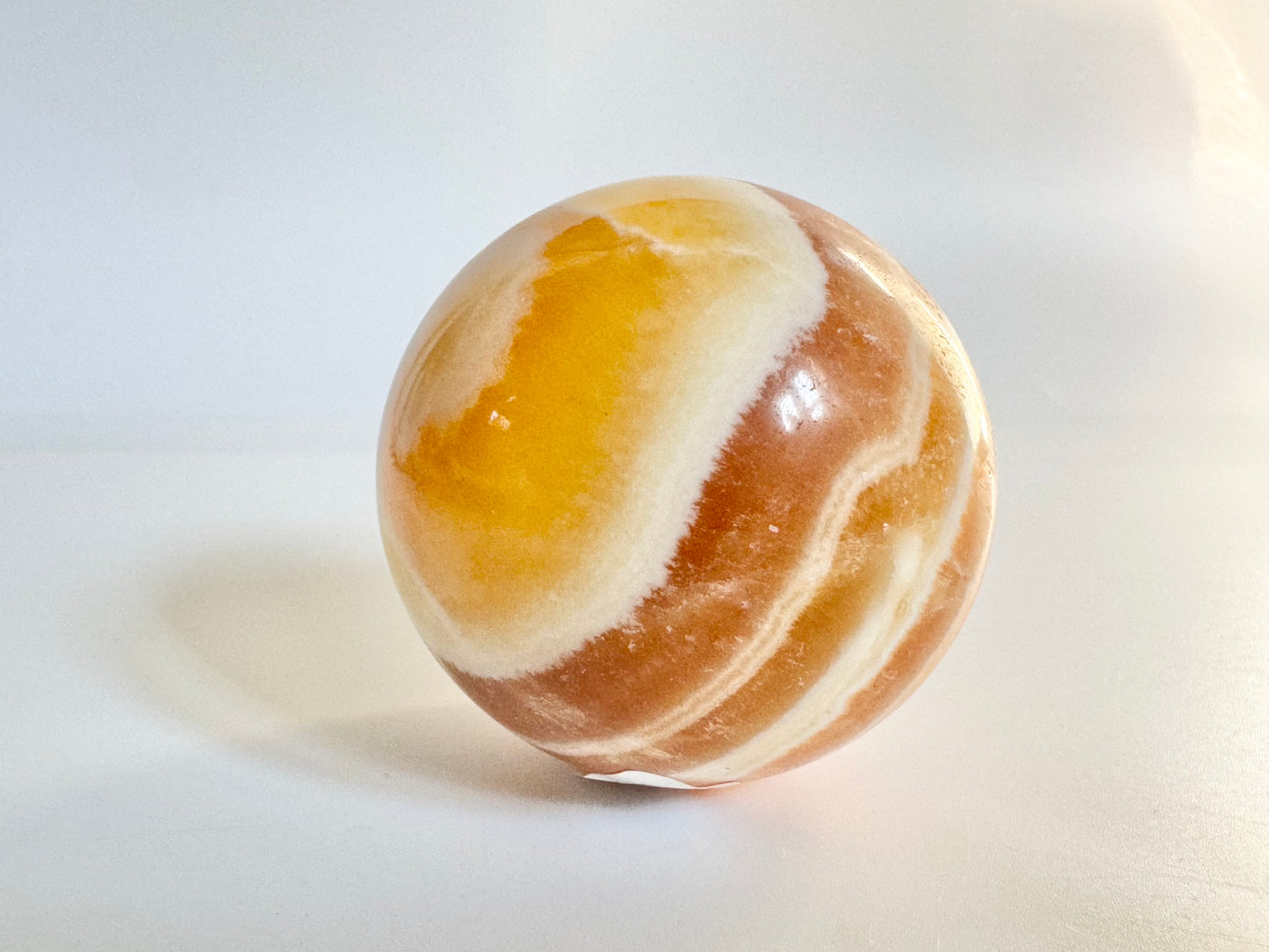 Yellow Striped Calcite Sphere