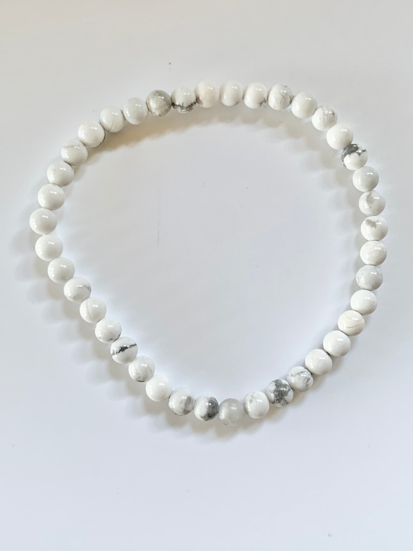 Howlite Round Bead Bracelet, 4mm