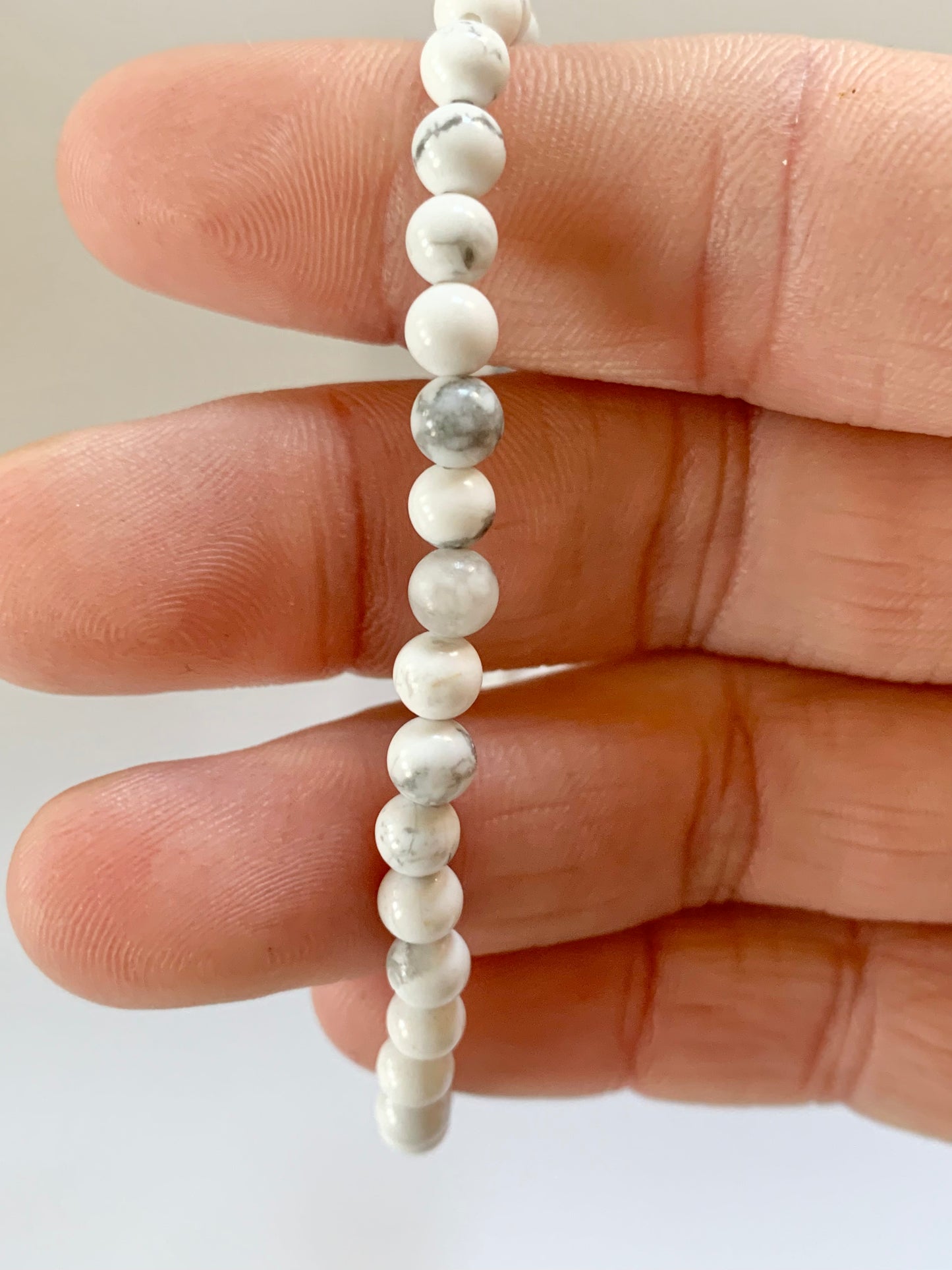 Howlite Round Bead Bracelet, 4mm