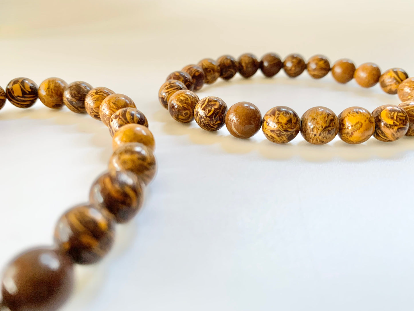 Coquina Jasper Round Bead Bracelet, 8mm