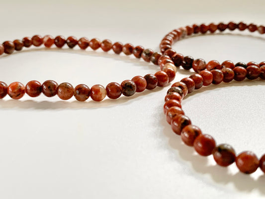 Red Jasper Round Bead Bracelet, 4mm