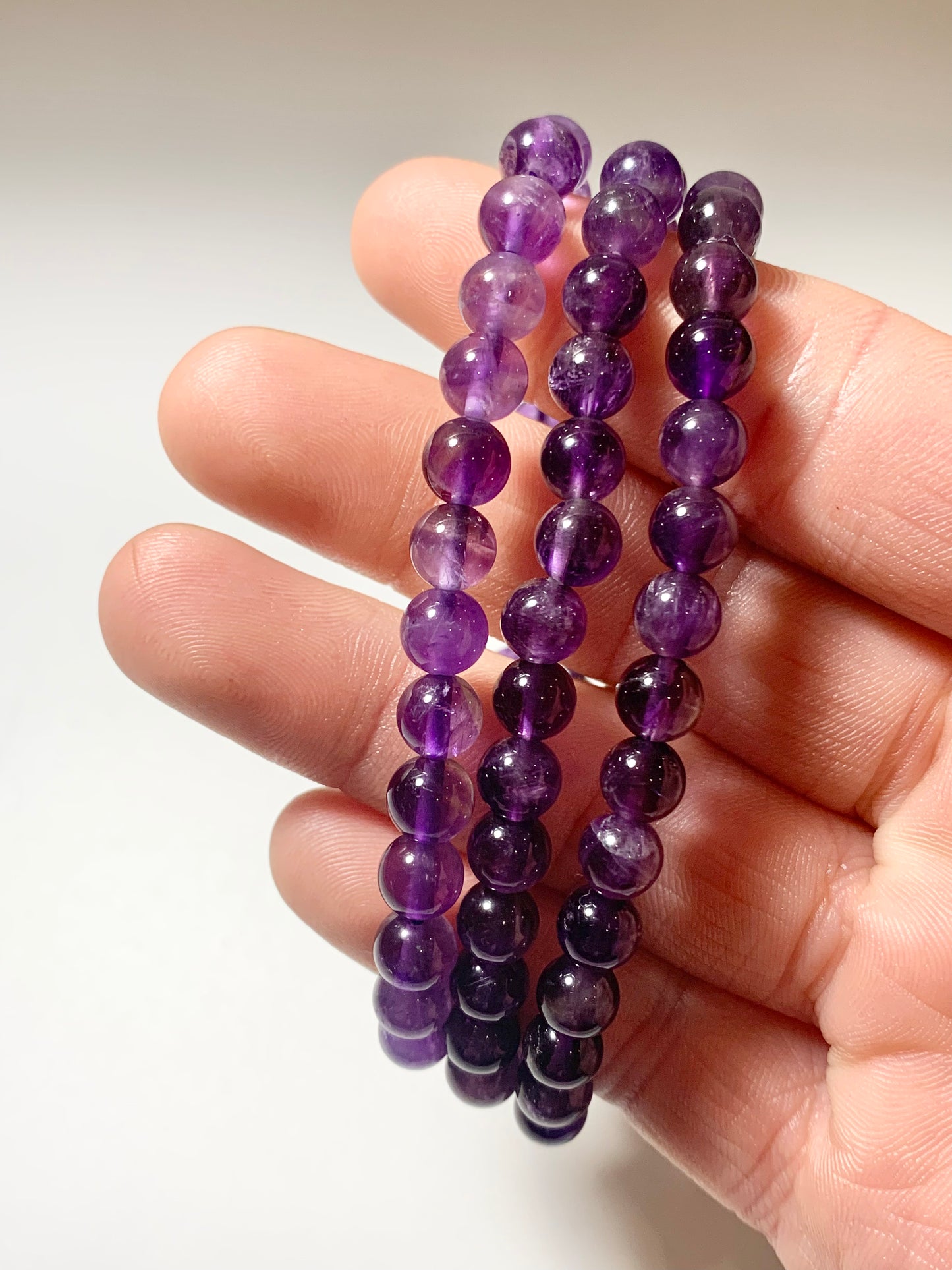 Amethyst Round Bead Bracelet, 8, 6 or 4 mm