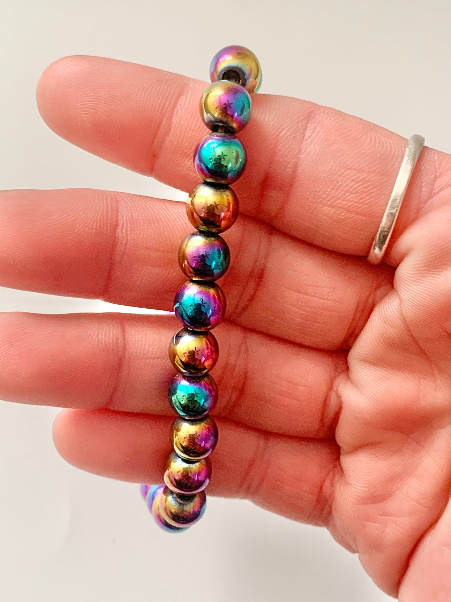 Titanium Aura  Hematite Bracelet, 8mm