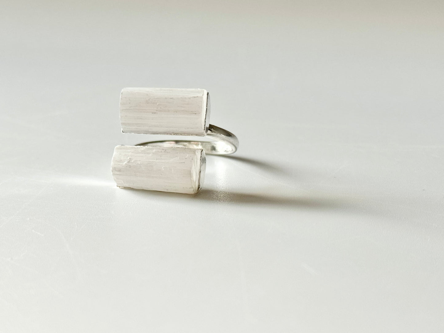 Satin Spar (Selenite) Adjustable Ring