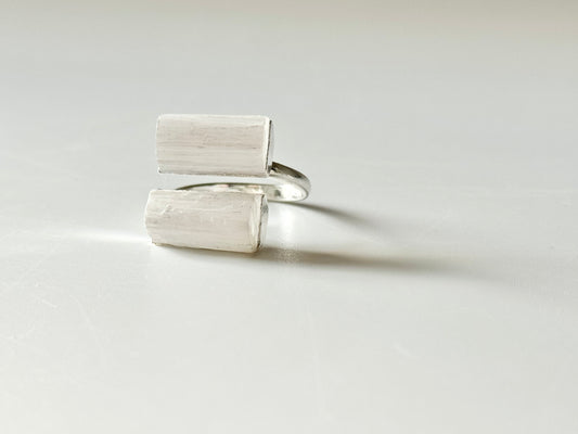 Satin Spar (Selenite) Adjustable Ring