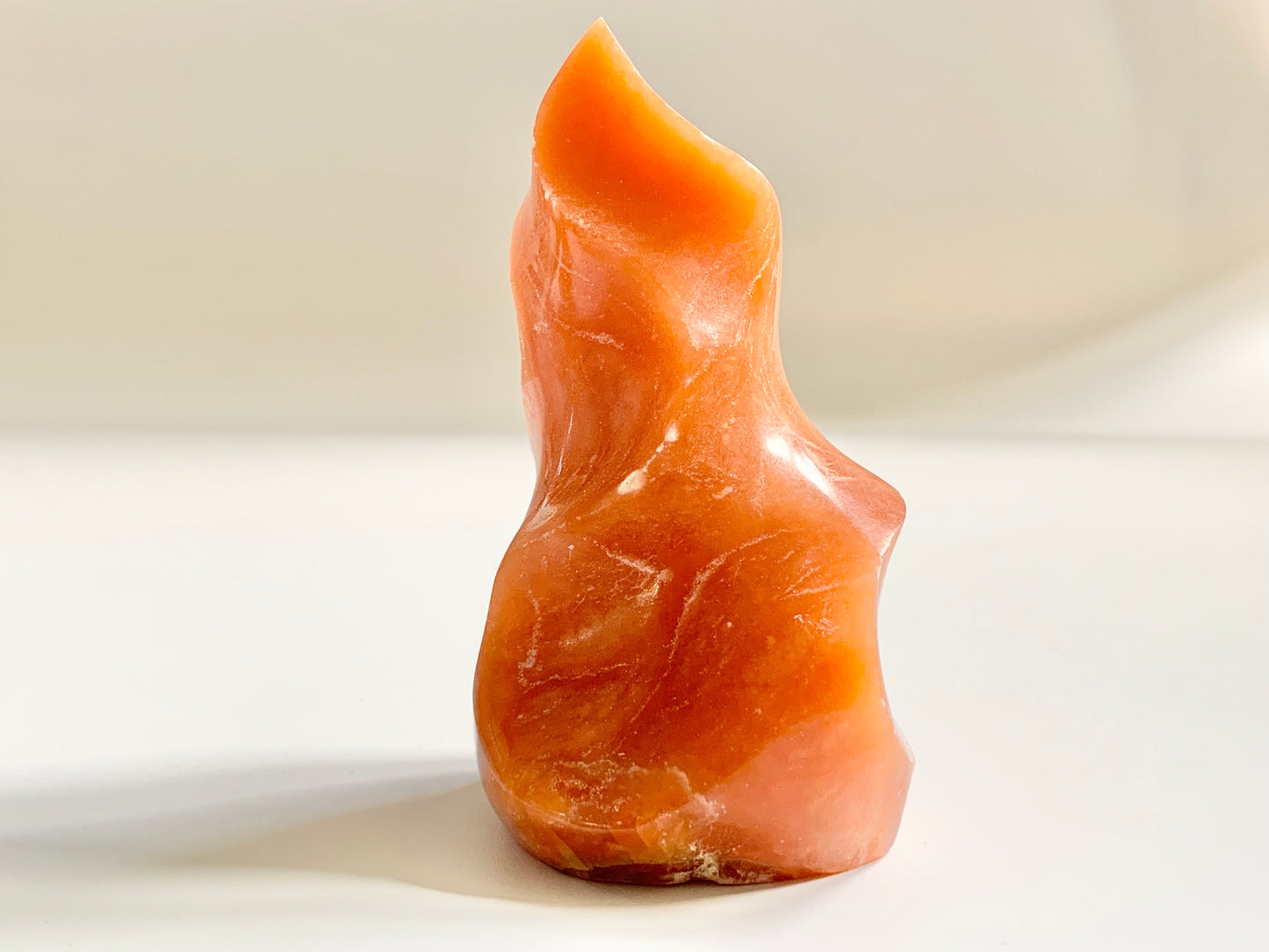 Orange Calcite Flame Carving