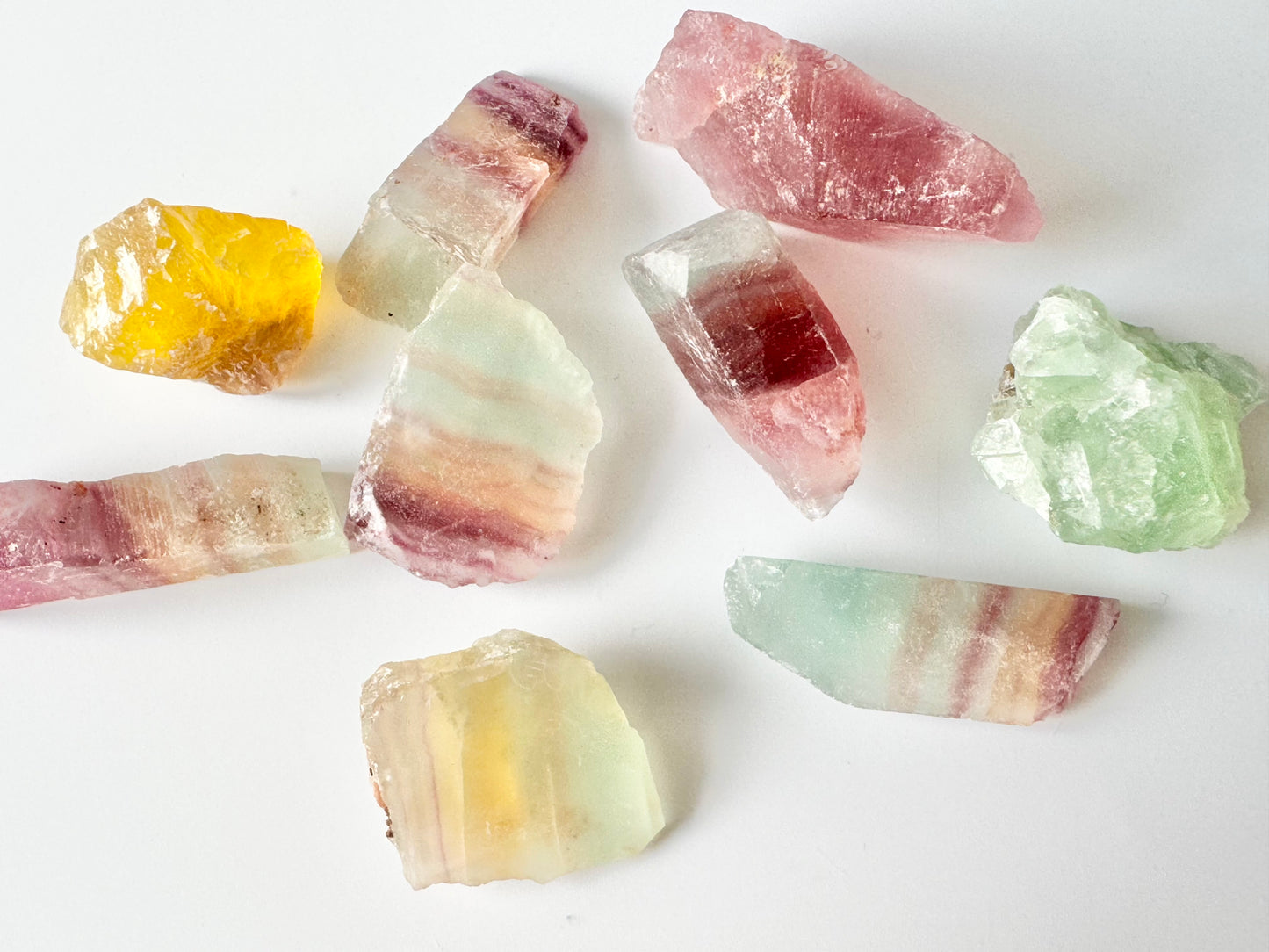 Rainbow Fluorite, Raw Tumble