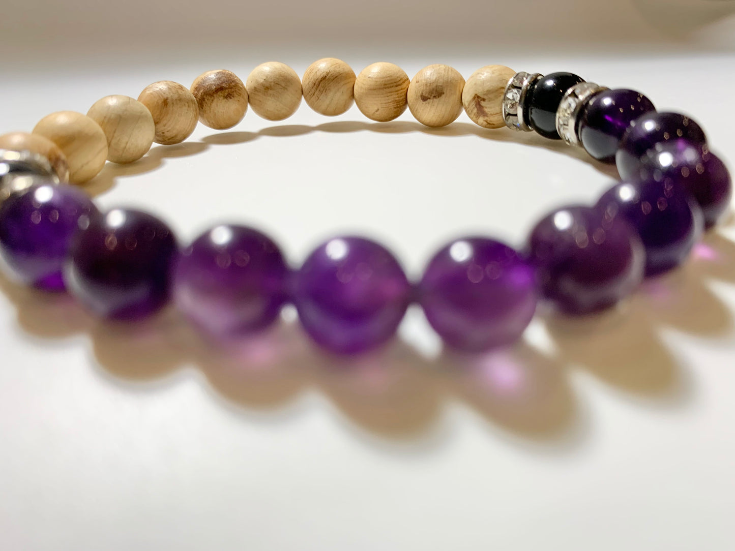 Palo Santo and Amethyst bead