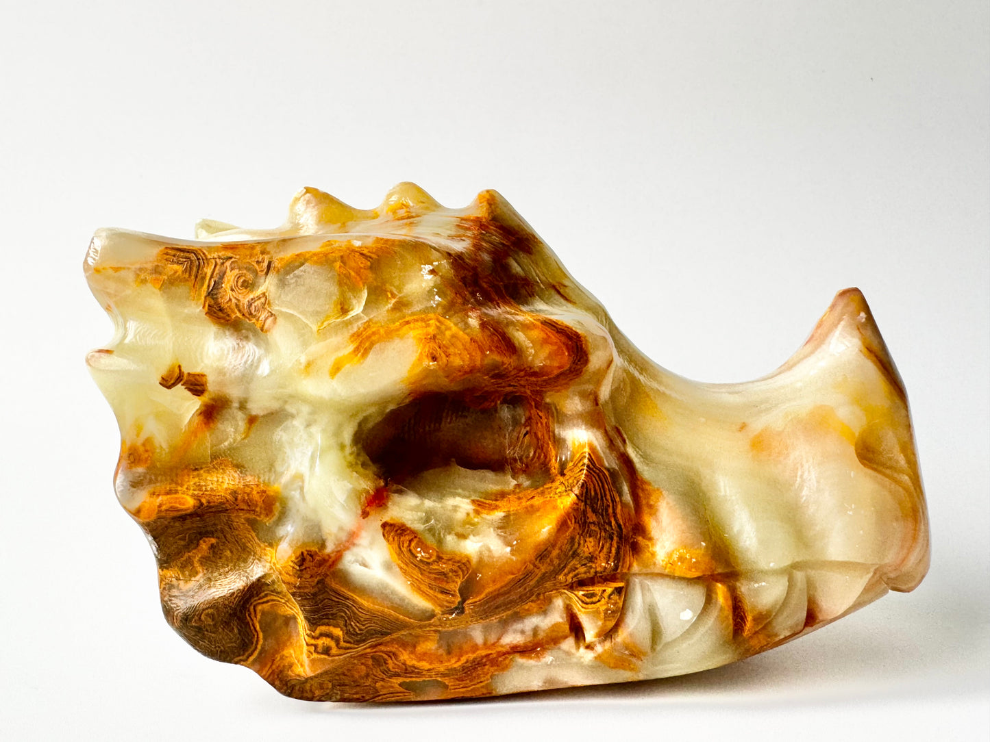 Dragon Skull, Large, Green Onyx