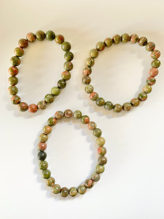 Unakite bracelet, 8mm