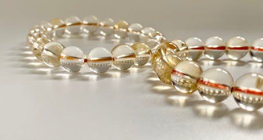 Light Citrine Round Bead Bracelet, 10mm