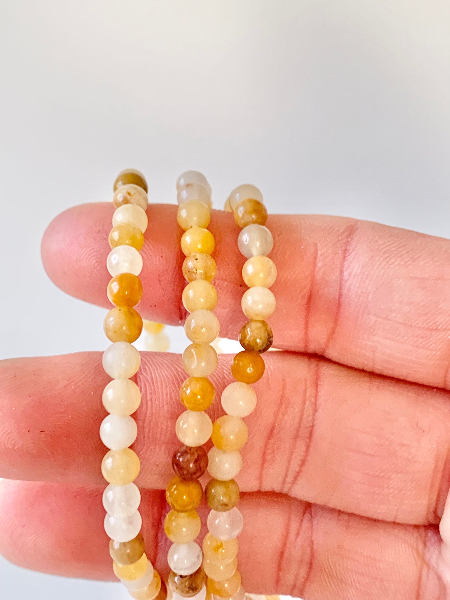 Yellow Aventurine Round Bead Bracelet, 4mm