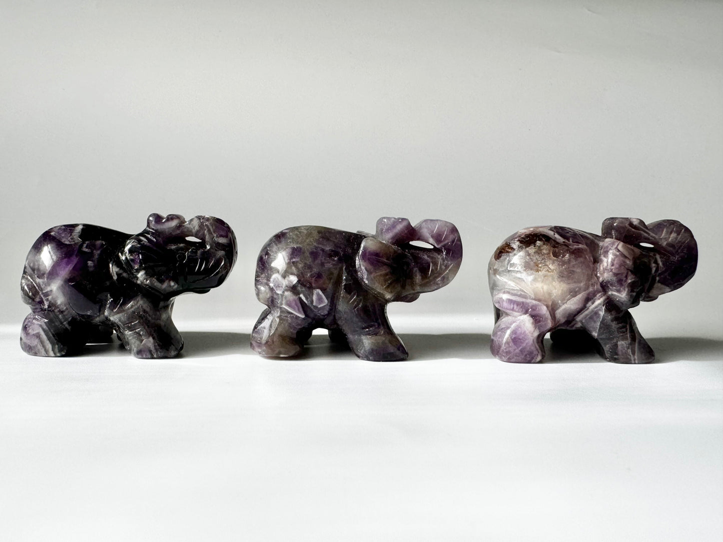 Amethyst Elephant Carving, ~2 inches