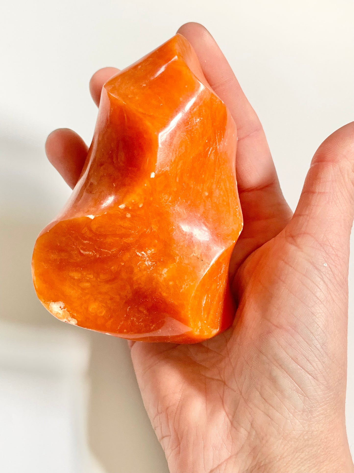 Orange Calcite Flame Carving