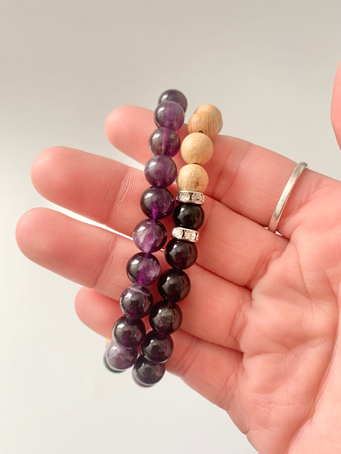 Palo Santo and Amethyst bead